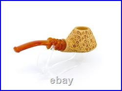 S. Yanik Meerschaum Pipe Volcane Shaped Smoking Pipe, Hand Carved Tobacco Pipe