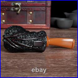Sandblasted Briar Pipe Handcrafted Freehand Tobacco Pipe Curved Cumberland Stem