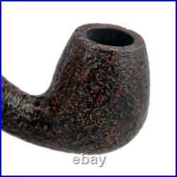 Sandblasted briar bent handmade tobacco smoking pipe with silver sterling ring