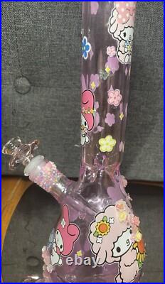 Sanrio My Melody And My Sweet Piano Glass 8 Inch Pink Glass Bong Smoking Pipe