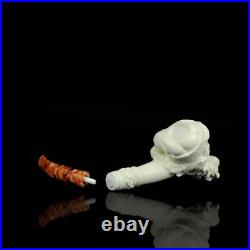 Santa Smoking Himself Pipe By Erdogan Handmade Block Meerschaum-NEW W CASE#234