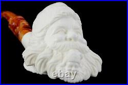 Santa Smoking Himself Pipe By Erdogan Handmade Block Meerschaum-NEW W CASE#835