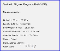 Savinelli Alligator Elegance Red (313E) Tobacco Pipe Brand New In The Box