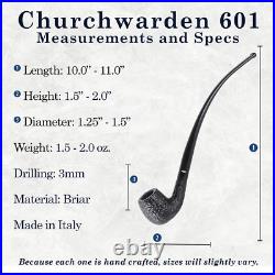 Savinelli Churchwarden Black Rusticated 601 Extra Long Briar Tobacco Pipe, 3mm