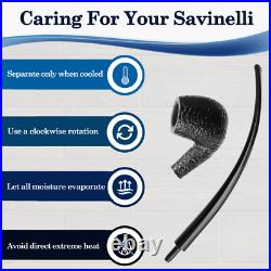 Savinelli Churchwarden Black Rusticated 601 Extra Long Briar Tobacco Pipe, 3mm