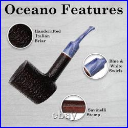 Savinelli Oceano Rusticated 311 KS Unique Poker Shape Italian Tobacco Pipe, 6mm