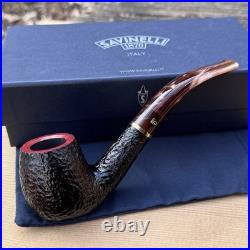 Savinelli Roma Lucite Rusticated Bent Billiard (602) 6mm Filter Tobacco Pipe