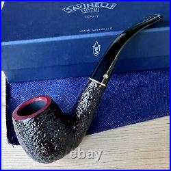 Savinelli Roma Rusticated Bent Billiard (602) 6mm Filter Tobacco Pipe