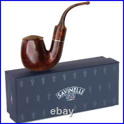 Savinelli Tortuga Smooth 614 Briar Tobacco Pipe + Cap, Turtle Shell Finish NEW