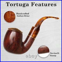 Savinelli Tortuga Smooth 614 Briar Tobacco Pipe + Cap, Turtle Shell Finish NEW