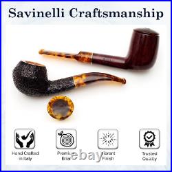 Savinelli Tortuga Smooth 614 Briar Tobacco Pipe + Cap, Turtle Shell Finish NEW