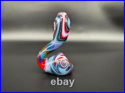 Sherlock AJ Montage Glass Tobacco Pipe Handmade Red Colorful Heavy Heady OVG USA