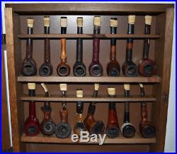Sherlock Holmes Tobacco Pipe Case with LOT of 21 Vintage Pipes NEW PHOTOS / PRICE