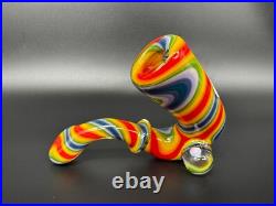Sherlock Tedrow Linework Glass Tobacco Pipe Handmade Colorful Heavy Heady OVG US