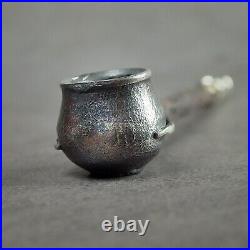 Silver Pot Smoking Pipe, Silver-Copper Smoking set, Spoon and Cleaning Tool