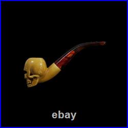 Skull Block Meerschaum Pipe handmade smoking gift for pfeife with case MD-216