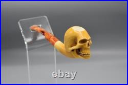Skull Pipe By Adnan Block Meerschaum-NEW Handmade W CASE#578