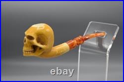 Skull Pipe By Adnan Block Meerschaum-NEW Handmade W CASE#578