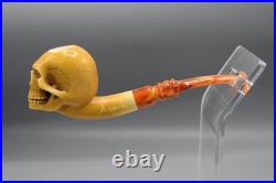 Skull Pipe By Adnan Block Meerschaum-NEW Handmade W CASE#578
