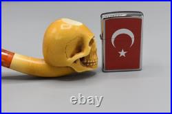 Skull Pipe By Adnan Block Meerschaum-NEW Handmade W CASE#578