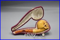 Skull Pipe By Adnan Block Meerschaum-NEW Handmade W CASE#578