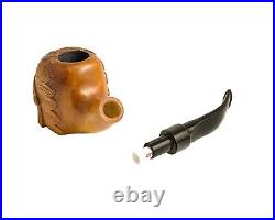 Skull Tobacco Pipe Indian Carved Face Pear Wood Smoking Tobacco Bowl by KAF
