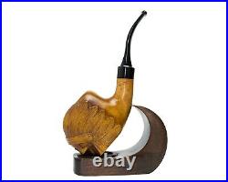 Skull Tobacco Pipe Indian Carved Face Pear Wood Smoking Tobacco Bowl by KAF