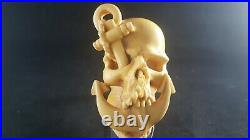 Skull and anchor meerschaum pipe, smoking pipe, hand carved pipe, smoking pipe