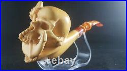 Skull and anchor meerschaum pipe, smoking pipe, hand carved pipe, smoking pipe