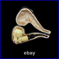 Skull and bone Meerschaum Pipe handmade smoking tobacco pipe unsmoked pipe with