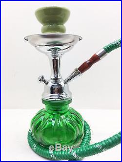 Small 10 Green Hookah Pumpkin Shisha Smoking Pipe Glass 1 Hose Smoke Huka