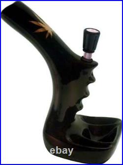 Smoke Scope Gold Leaf Water Smoking Hookah Tobacco Pipe Black Ceramic Glass 0764