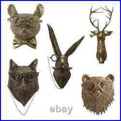 Smoking Pipe Bronzed Aluminum Staute Animal with Glasses Hanging Wall Mount Bear