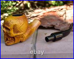 Smoking Pipe Human Skull Tobacco Bowl with 9mm Filter made of Pear Wood by KAF
