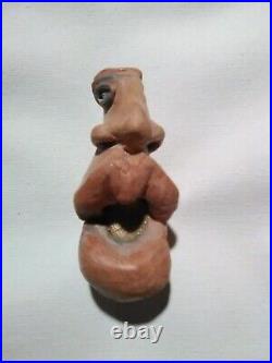 Smoking Pipe, Ooak Underglazes Terracotta Art, Natural Clay Inside, Lips Eye