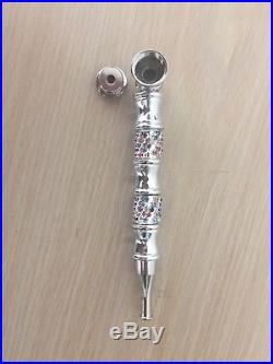 Smoking Pipes Silver Metal Tobacco Herb weed pipe +Free silver Screen Gift