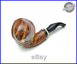 Smoking Pipes Wooden Carved (Freehand with white lined single groove stem)