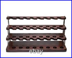 Smoking tobacco pipe stand for 24 wooden bowls with rubber rings