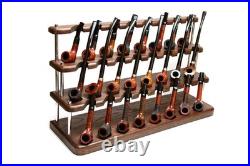Smoking tobacco pipe stand for 24 wooden bowls with rubber rings