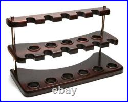 Smoking tobacco pipe stand wooden rack handmade display for 11 bowls Solid wood