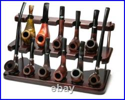 Smoking tobacco pipe stand wooden rack handmade display for 11 bowls Solid wood