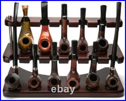 Smoking tobacco pipe stand wooden rack handmade display for 11 bowls Solid wood