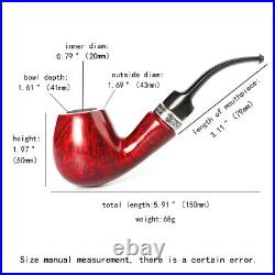 Smooth Freehand Pipe Briar Classic Tobacco Smoking Pipe Bent Stem Silver Band