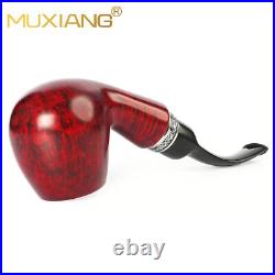 Smooth Freehand Pipe Briar Classic Tobacco Smoking Pipe Bent Stem Silver Band