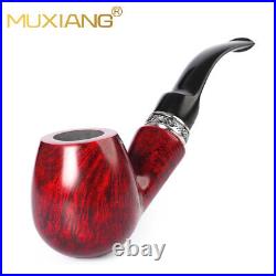 Smooth Freehand Pipe Briar Classic Tobacco Smoking Pipe Bent Stem Silver Band