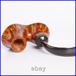 Smooth Volcano Pipe Handmade Briar Wooden Tobacco Pipe Curved Cumberland Stem