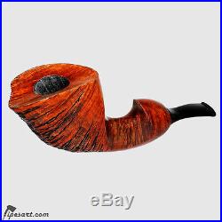 Smooth-partially Rusticated Horn Smoking Pipe By German Master Hortig