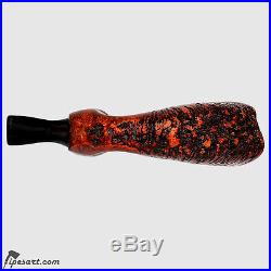 Smooth-partially Rusticated Horn Smoking Pipe By German Master Hortig