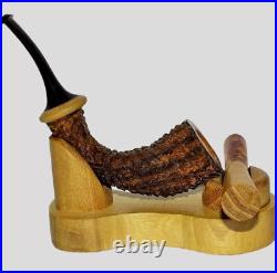 Smooth-rusticated Horn Briar Smoking Pipe Kit- Leontev- Briar Tobacco Pipe