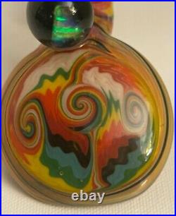 Spectacular Trippy Hand Blown Bubbler Collectible Glass Smoking Pipe 8